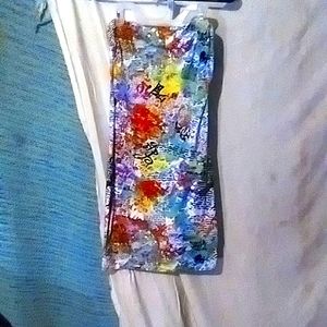 Strapless graffiti mini dress size small